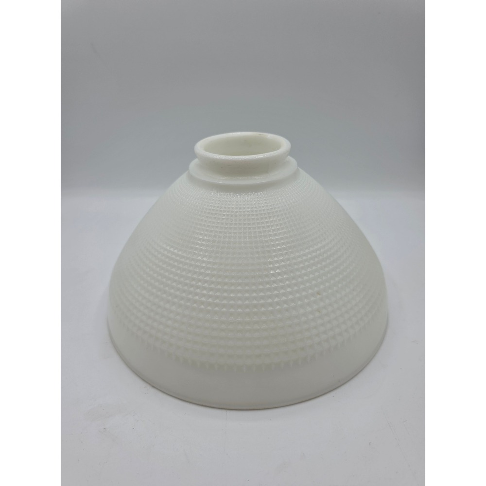 Vintage White Milk Glass Waffle Pattern Lamp Shade 10" Dome Replacement